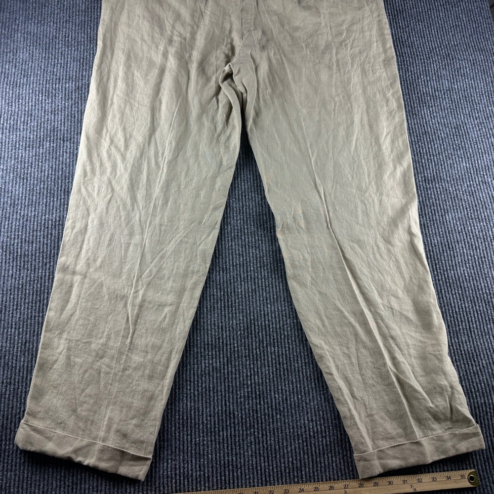 Polo Ralph Lauren Men 44x36 Tan 100% Linen Pleated Cuffed Dress Pants Big & Tall - Picture 8 of 10